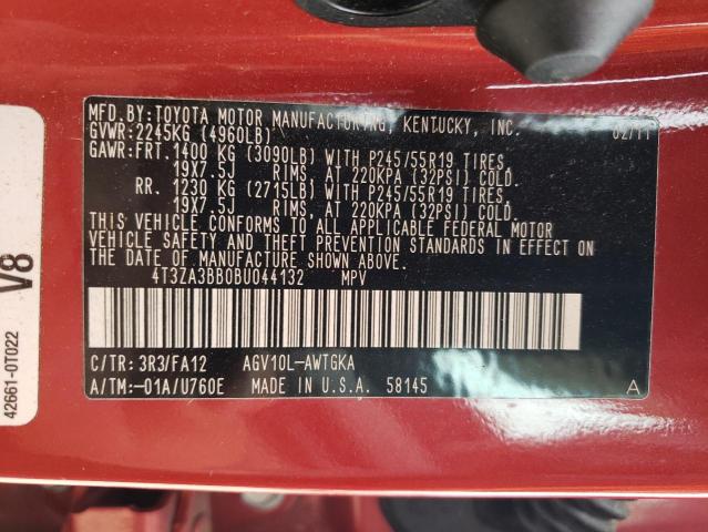 2011 Toyota Venza VIN: 4T3ZA3BB0BU044132 Lot: 57548674