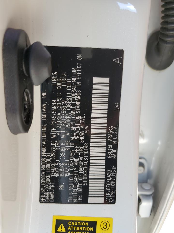 5TDDK3EH4CS110448 2012 Toyota Highlander Limited