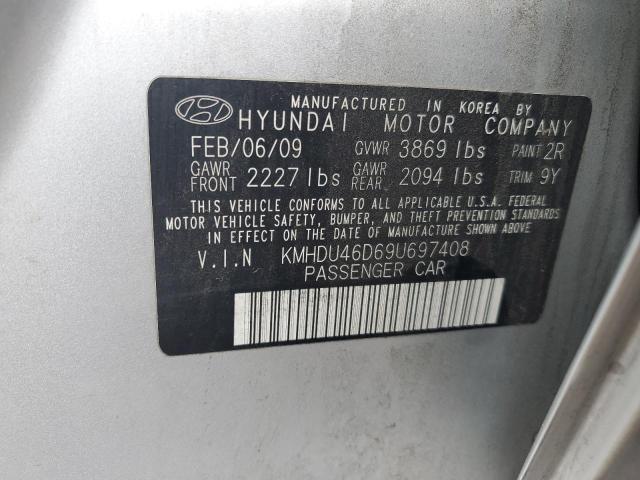 KMHDU46D69U697408 2009 Hyundai Elantra Gls