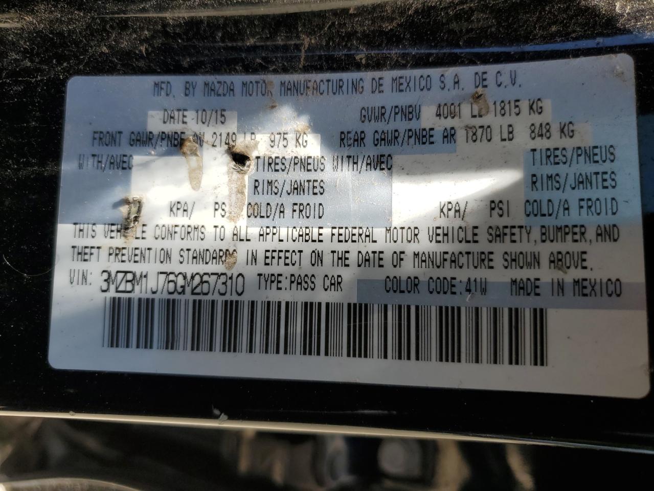 3MZBM1J76GM267310 2016 Mazda 3 Sport