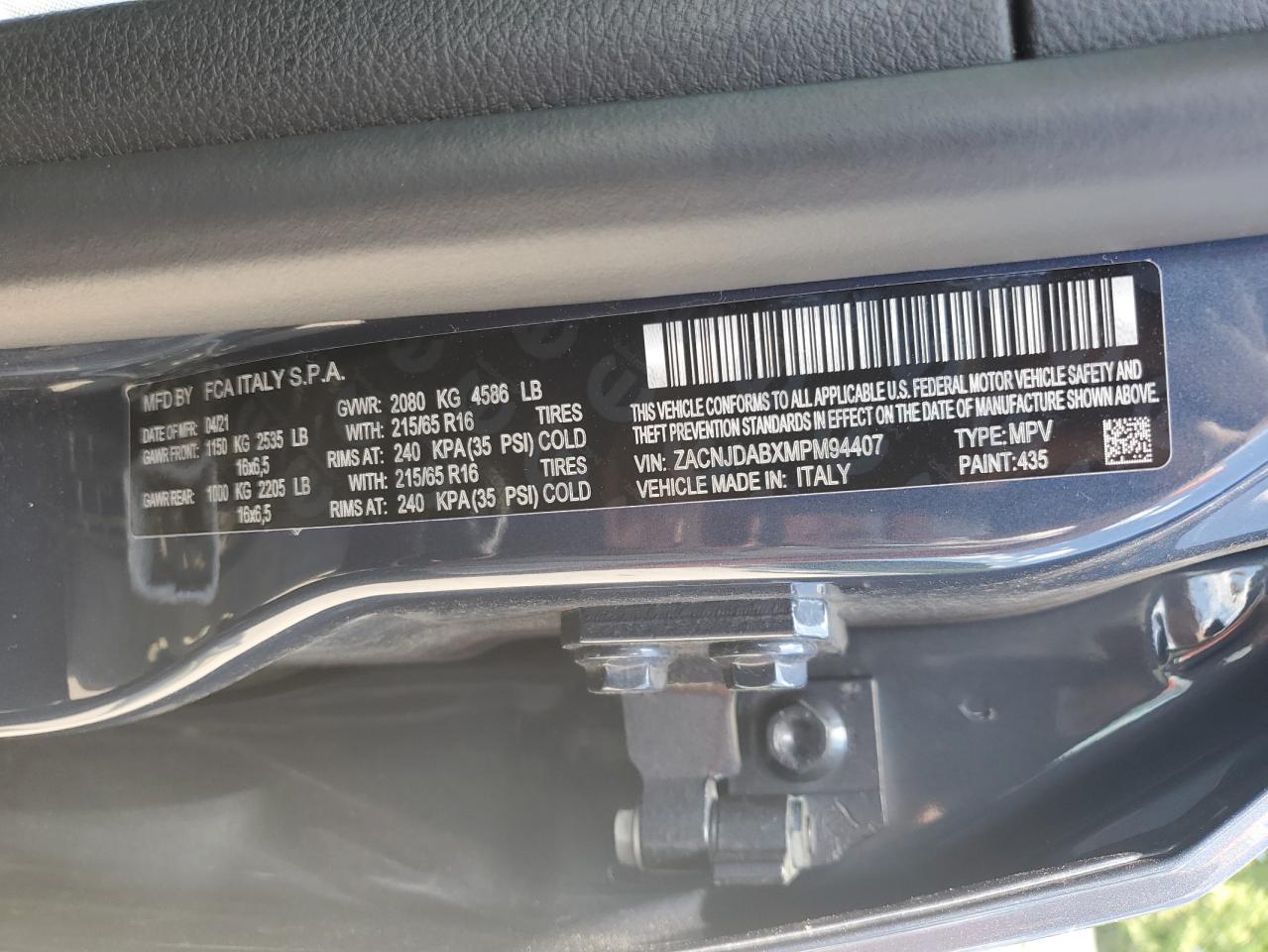 ZACNJDABXMPM94407 2021 Jeep Renegade Sport