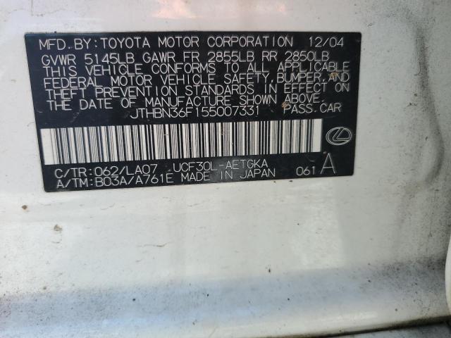 2005 Lexus Ls 430 VIN: JTHBN36F155007331 Lot: 58510804