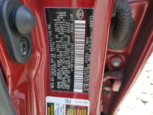 VIN 4T1BF1FKXFU901587 2015 Toyota Camry, LE no.12