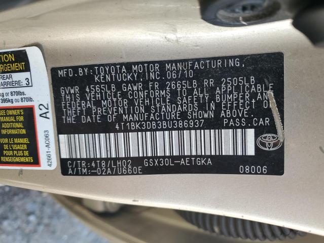 2011 Toyota Avalon Base VIN: 4T1BK3DB3BU386937 Lot: 60742084