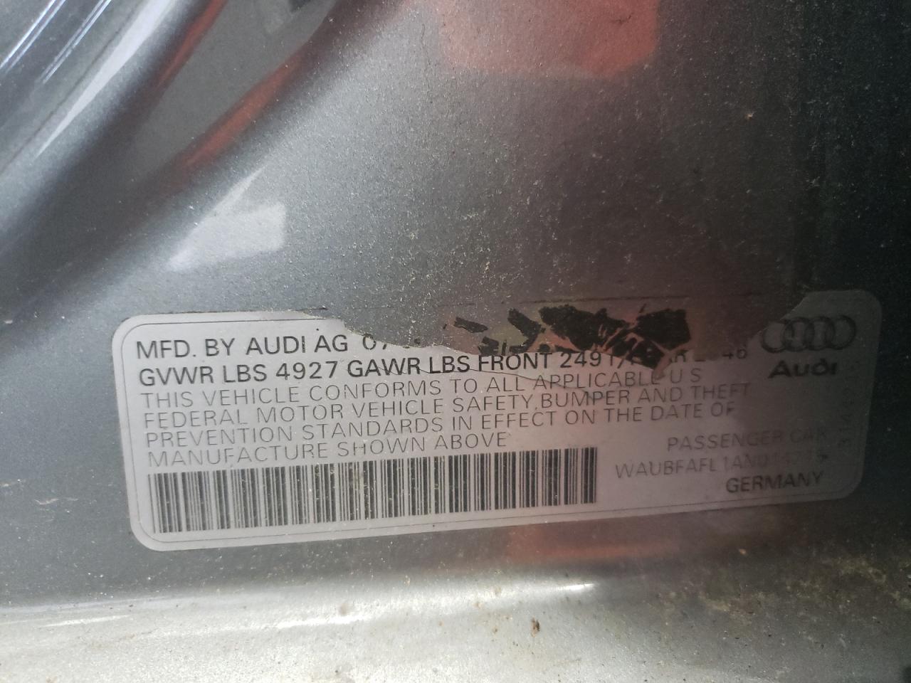 WAUBFAFL1AN014215 2010 Audi A4 Premium