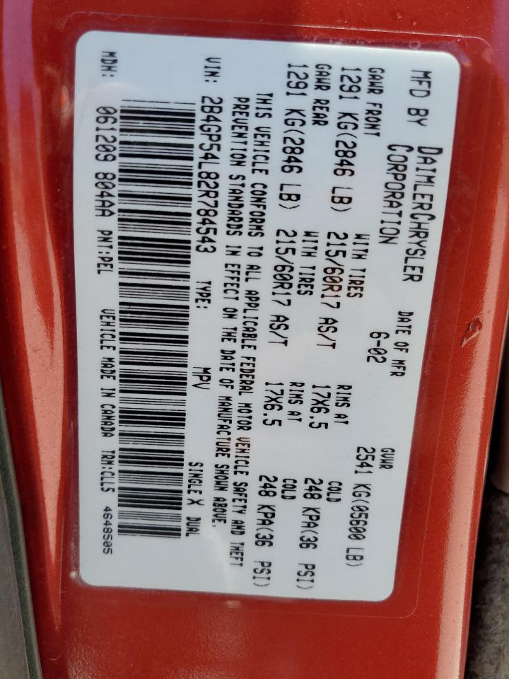 2B4GP54L82R784543 2002 Dodge Grand Caravan Es