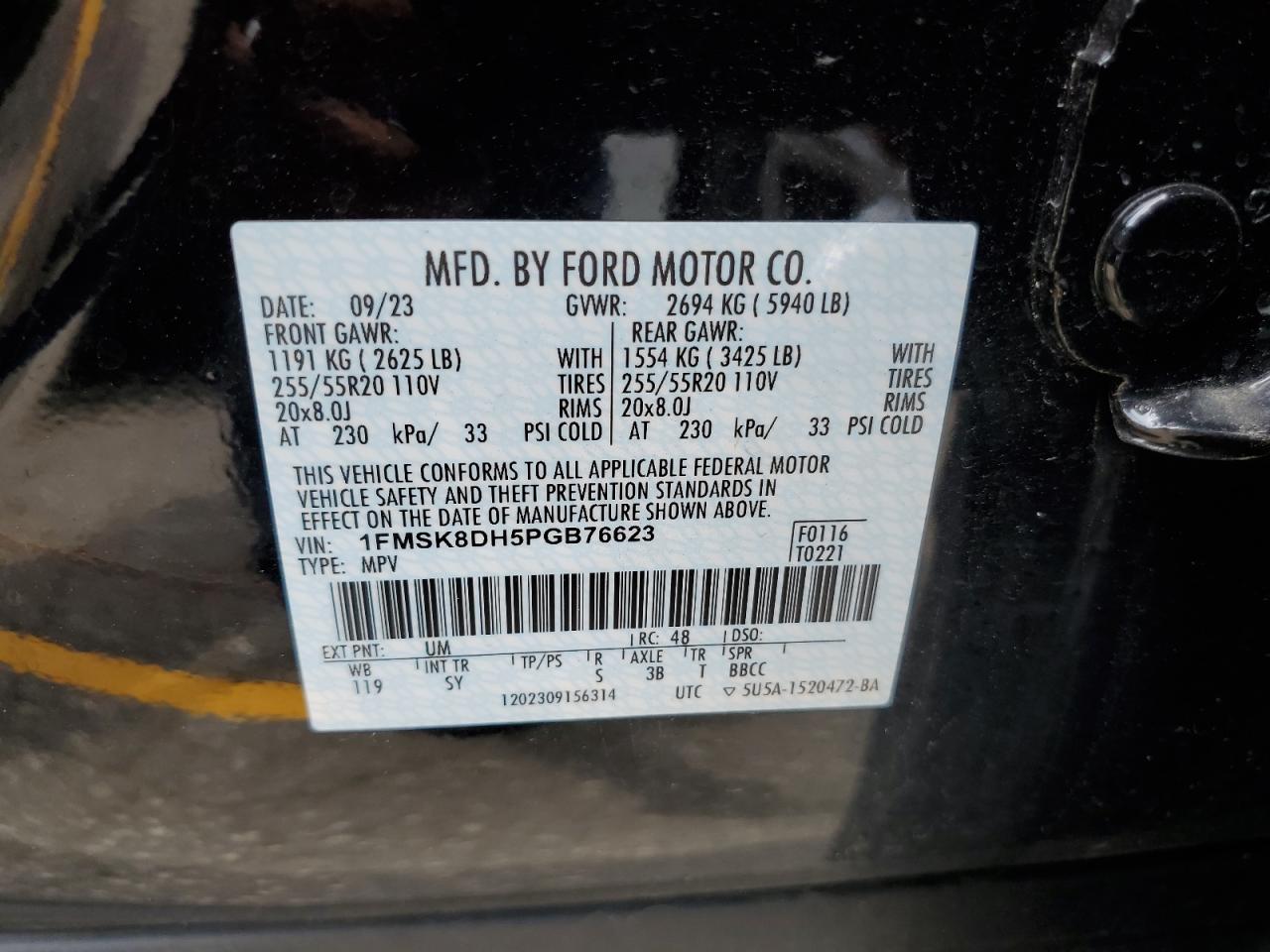 1FMSK8DH5PGB76623 2023 Ford Explorer Xlt