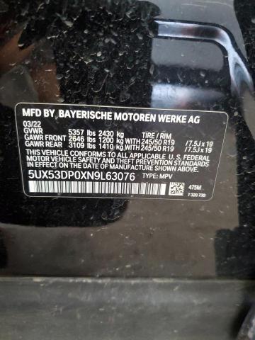 2022 BMW X3 xDrive30I VIN: 5UX53DP0XN9L63076 Lot: 59960394