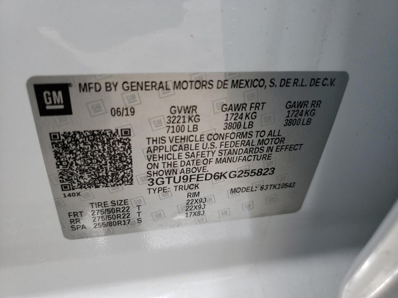 3GTU9FED6KG255823 2019 GMC Sierra K1500 Denali