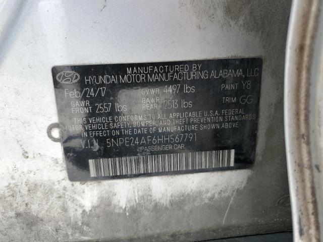 2017 Hyundai Sonata Se VIN: 5NPE24AF6HH567791 Lot: 56883594