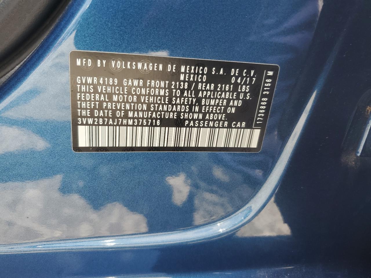 3VW2B7AJ7HM375716 2017 Volkswagen Jetta S