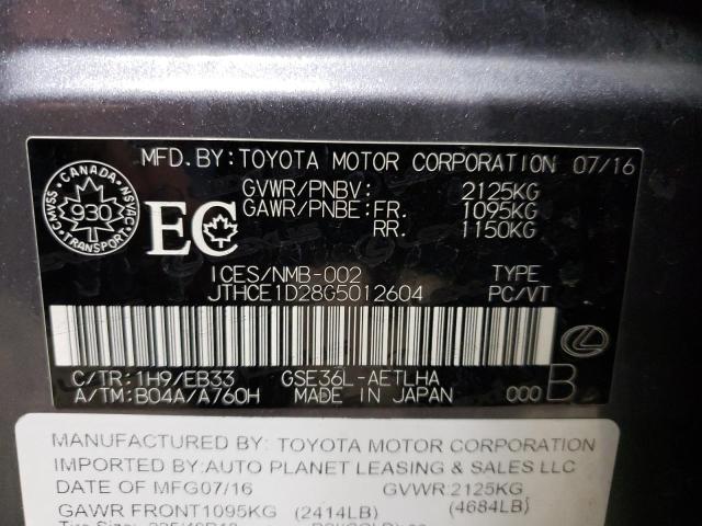 2016 Lexus Is 350 VIN: JTHCE1D28G5012604 Lot: 58469124