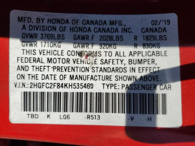 2019 HONDA CIVIC SPOR - 2HGFC2F84KH535469