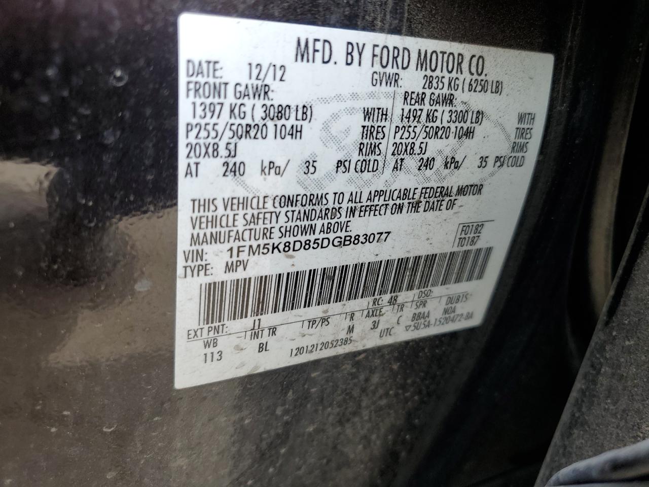 1FM5K8D85DGB83077 2013 Ford Explorer Xlt