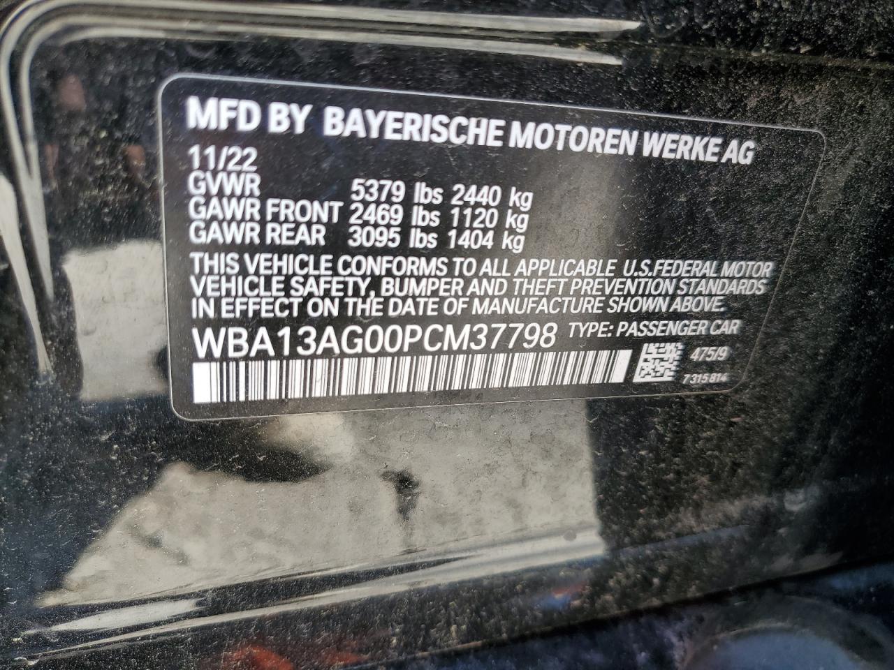 WBA13AG00PCM37798 2023 BMW 530E