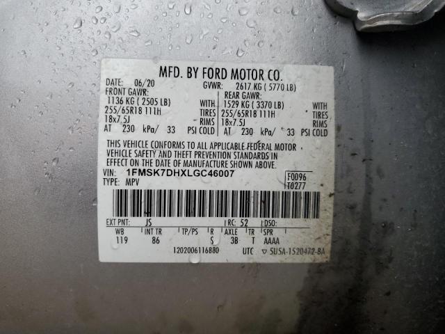 1FMSK7DHXLGC46007 2020 FORD EXPLORER - Image 13