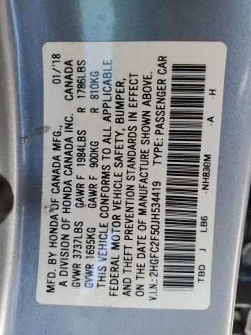 2018 HONDA CIVIC LX - 2HGFC2F50JH534419