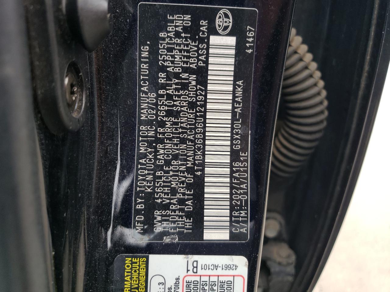 4T1BK36B96U121927 2006 Toyota Avalon Xl