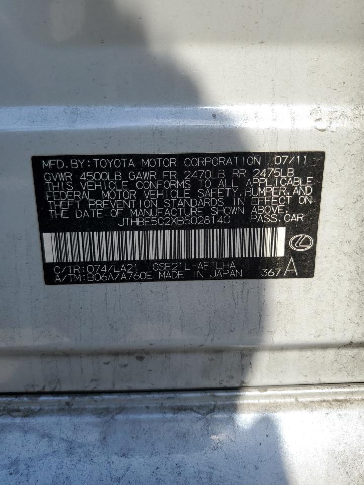 JTHBE5C2XB5028140 2011 Lexus Is 350
