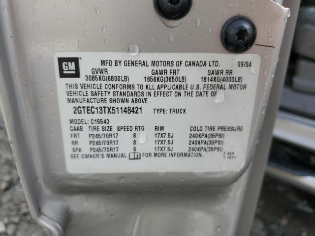 2005 GMC New Sierra C1500 VIN: 2GTEC13TX51148421 Lot: 59643654
