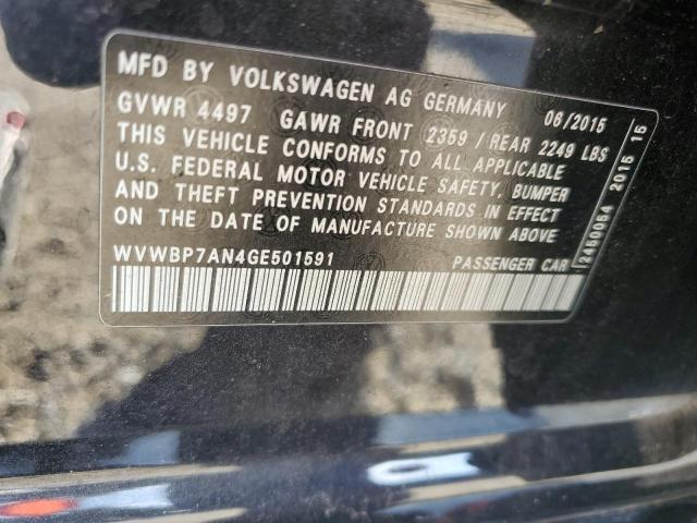 2016 Volkswagen Cc Base VIN: WVWBP7AN4GE501591 Lot: 59280304