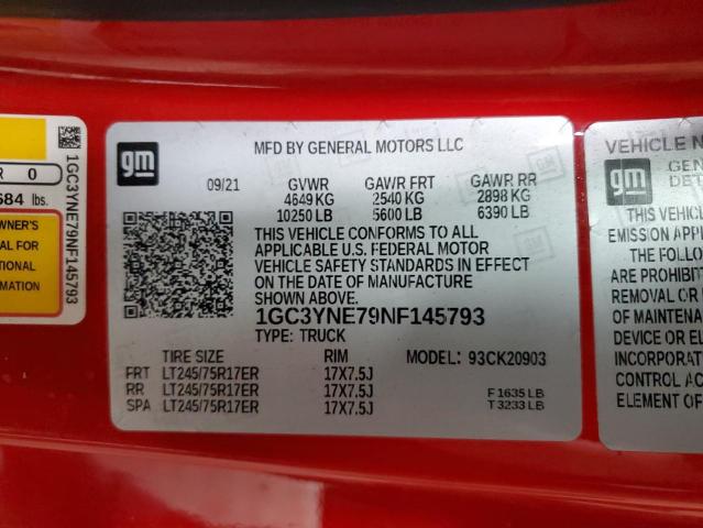 2022 Chevrolet Silverado K2500 Heavy Duty Lt VIN: 1GC3YNE79NF145793 Lot: 60037684