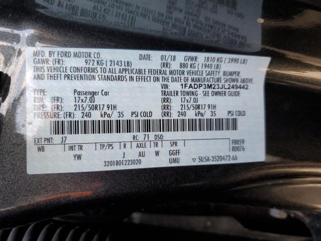 2018 Ford Focus Sel VIN: 1FADP3M23JL249442 Lot: 58898224