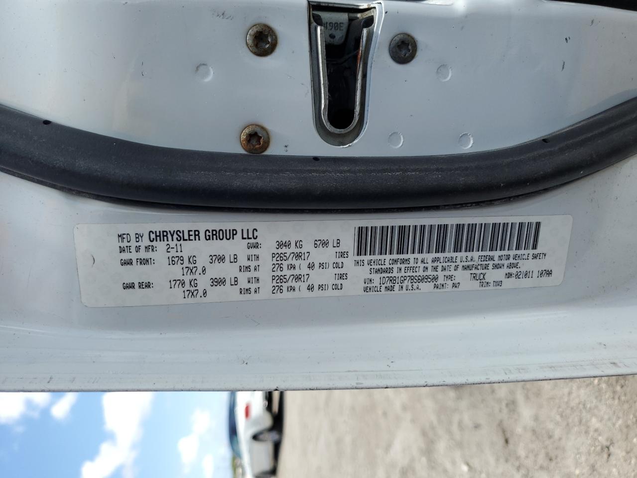 1D7RB1GP7BS609500 2011 Dodge Ram 1500