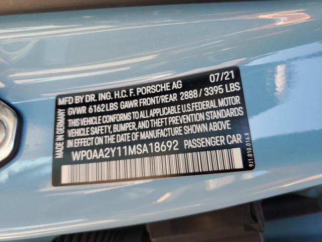 2021 PORSCHE TAYCAN WP0AA2Y11MSA18692