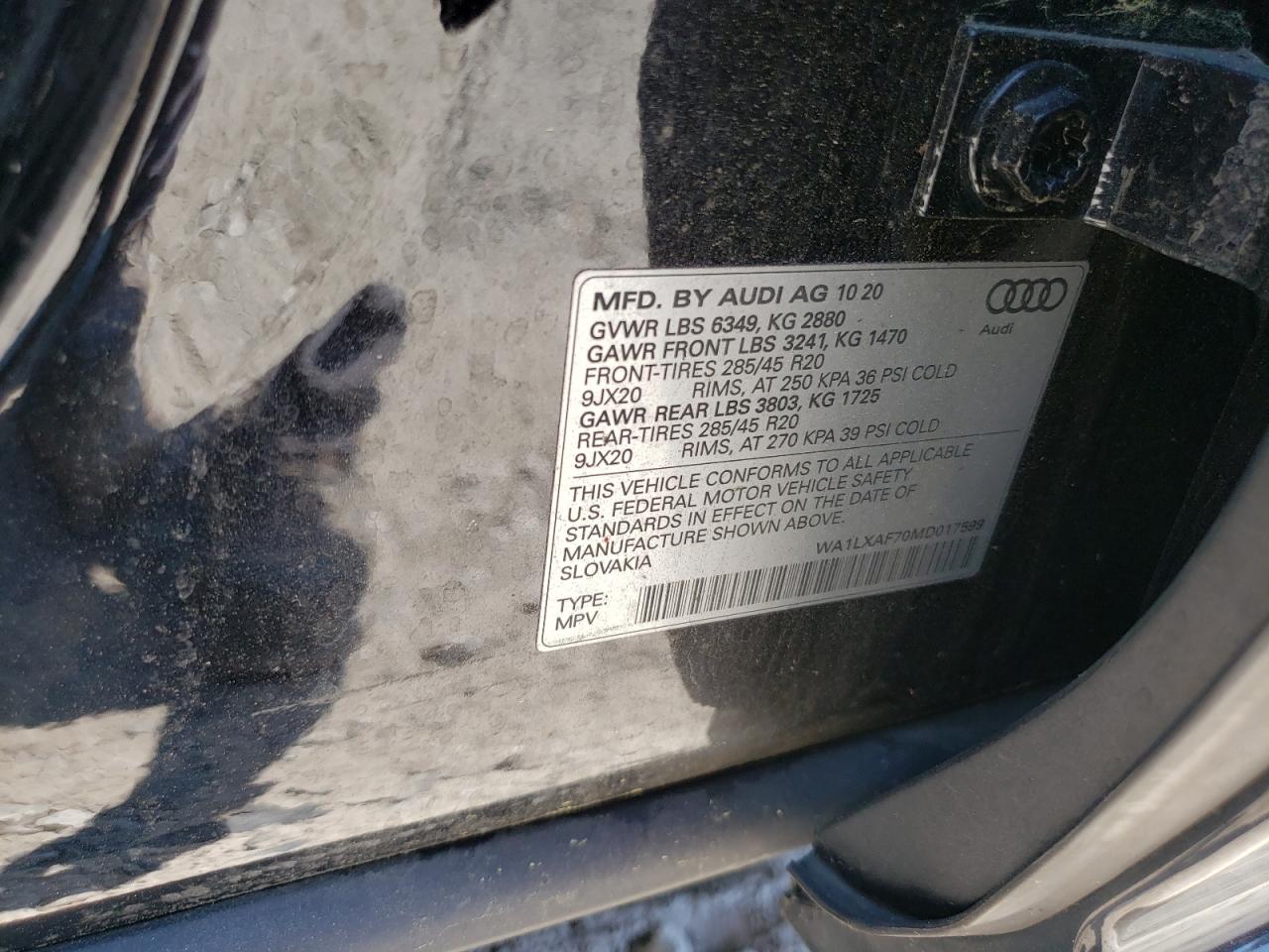 WA1LXAF70MD017599 2021 Audi Q7 Premium Plus