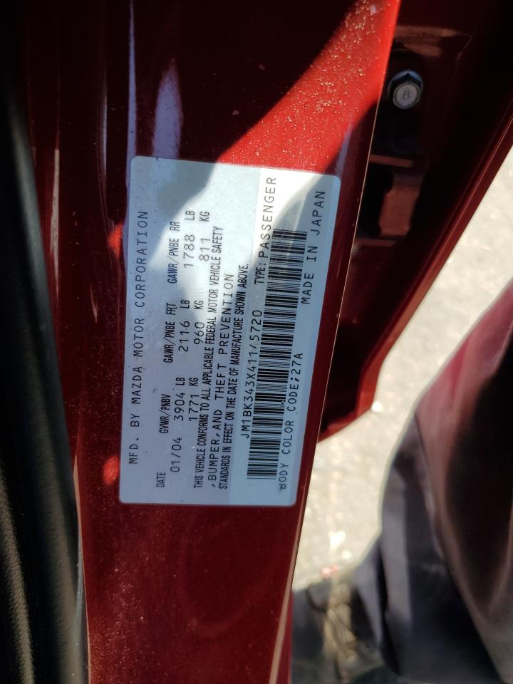 JM1BK343X41145720 2004 Mazda 3 Hatchback