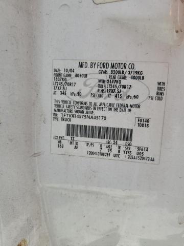 2005 Ford F150 VIN: 1FTVX14575NA45170 Lot: 59305674