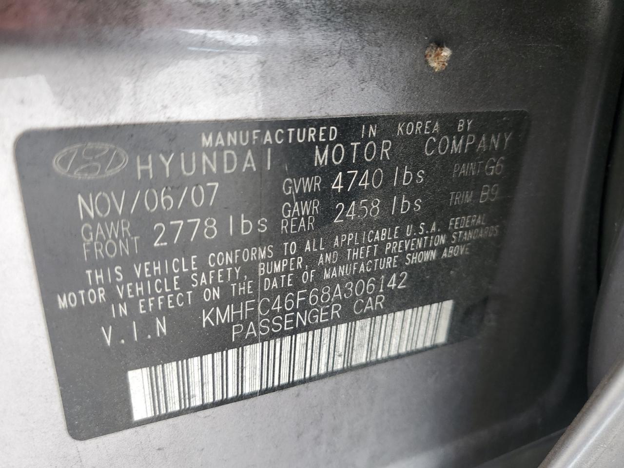 KMHFC46F68A306142 2008 Hyundai Azera Se