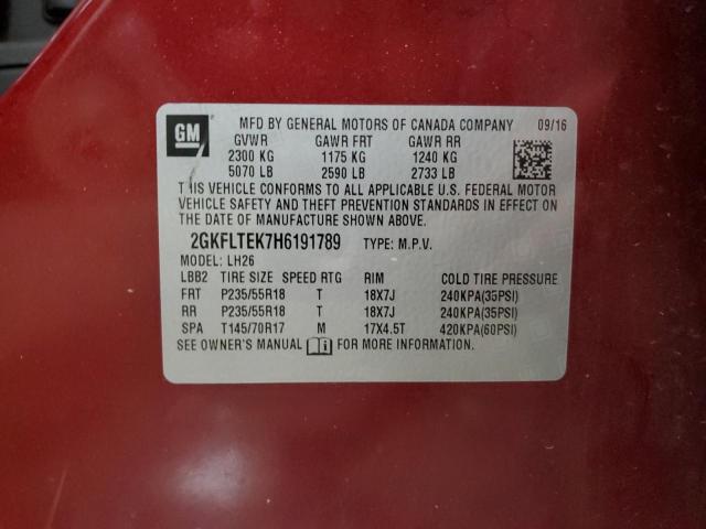 2017 GMC Terrain Sle VIN: 2GKFLTEK7H6191789 Lot: 59953484