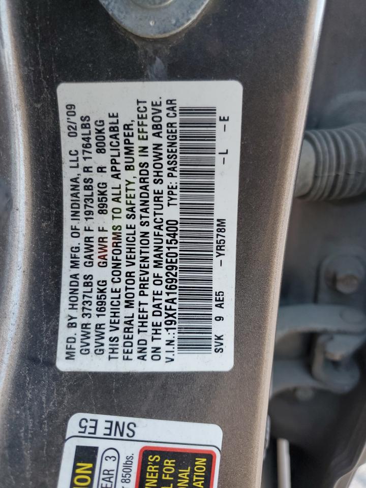 19XFA16929E015400 2009 Honda Civic Exl