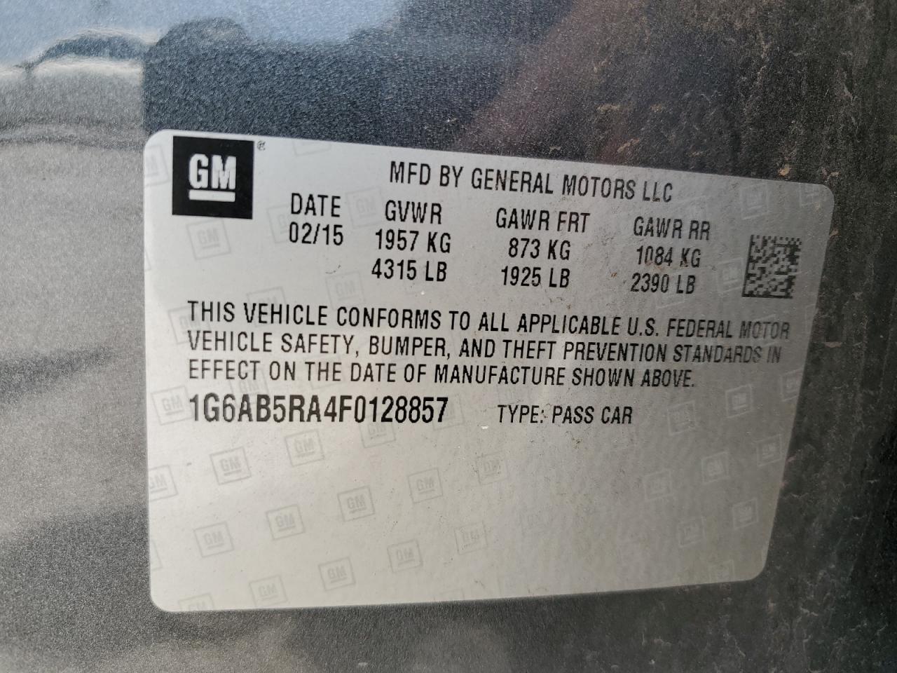 1G6AB5RA4F0128857 2015 Cadillac Ats Luxury