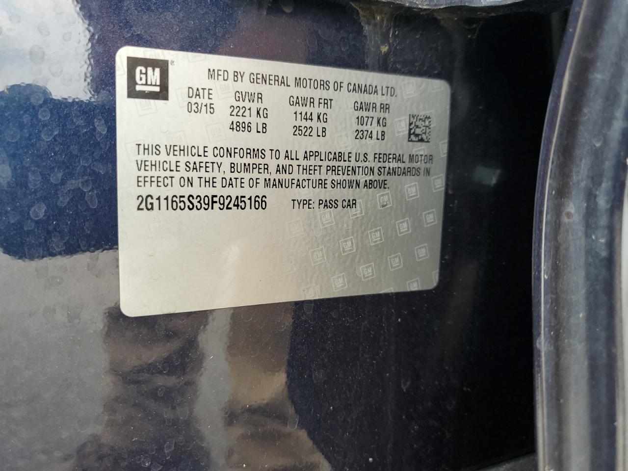 2G1165S39F9245166 2015 Chevrolet Impala Ltz