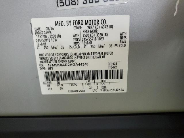 2017 Ford Explorer Police Interceptor VIN: 1FM5K8AR2HGA44348 Lot: 59034464