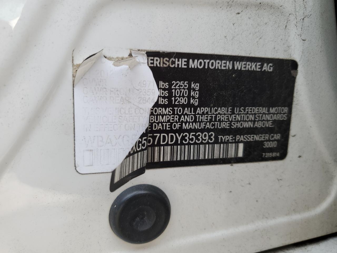 WBAXG5C57DDY35393 2013 BMW 528 I