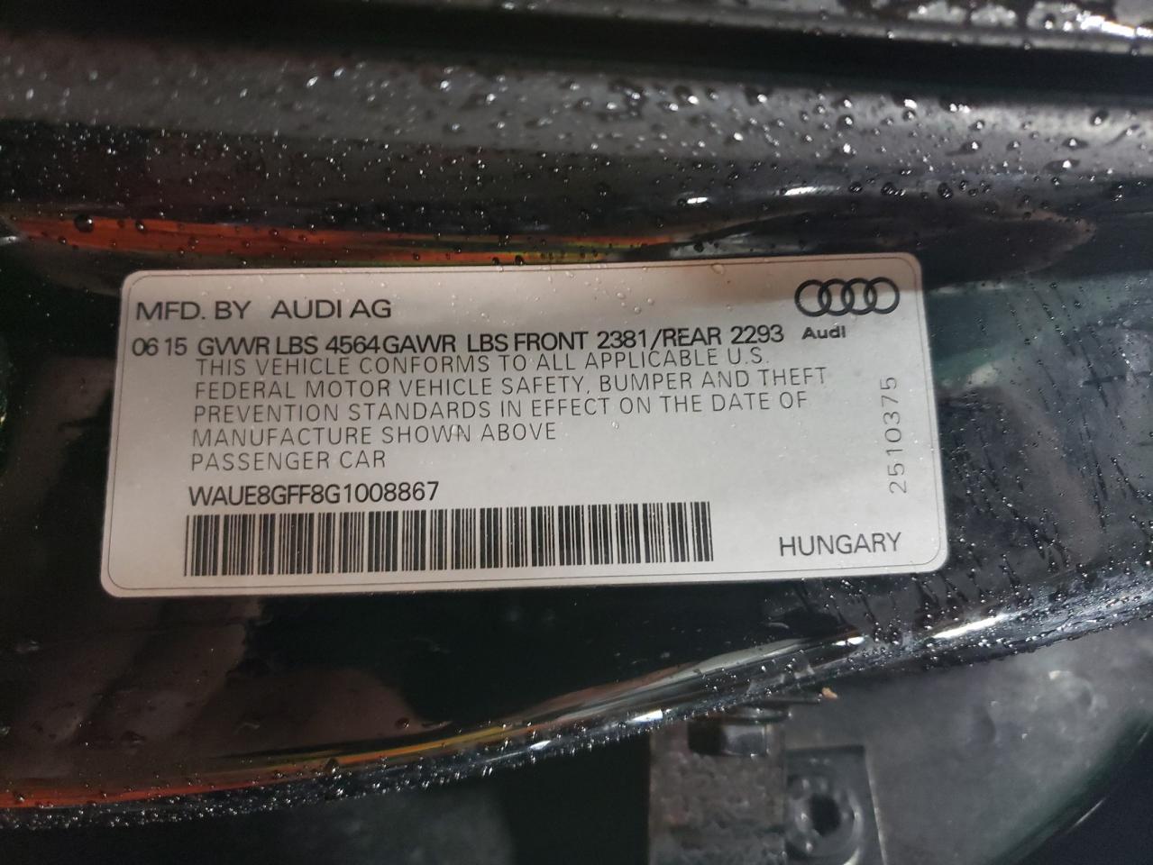 WAUE8GFF8G1008867 2016 Audi A3 Premium Plus