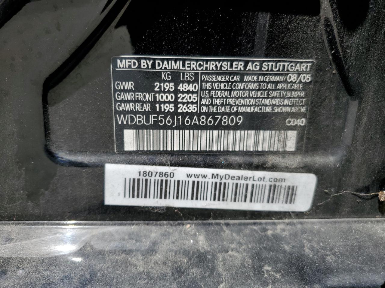 WDBUF56J16A867809 2006 Mercedes-Benz E 350