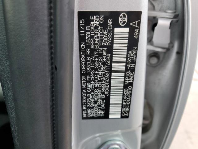 2016 Toyota Prius C VIN: JTDKDTB36G1116684 Lot: 58578414