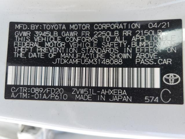 2021 Toyota Prius Special Edition VIN: JTDKAMFU5M3148088 Lot: 58349664