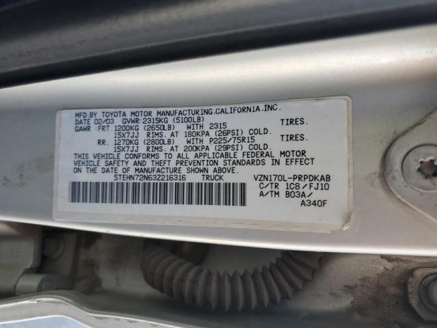 2003 Toyota Tacoma Double Cab VIN: 5TEHN72N63Z216316 Lot: 59529874