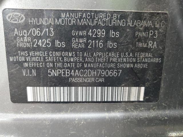2013 Hyundai Sonata Gls VIN: 5NPEB4AC2DH790667 Lot: 59716004