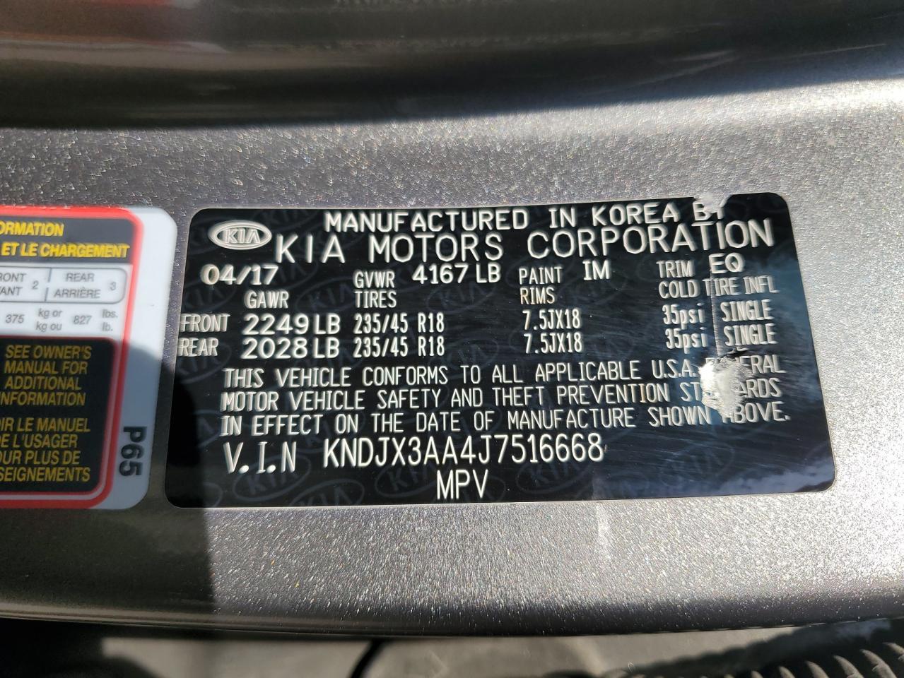 KNDJX3AA4J7516668 2018 Kia Soul !