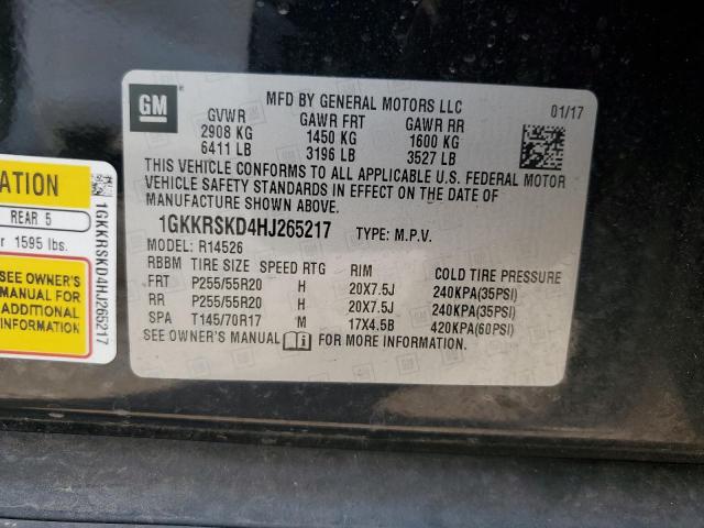 2017 GMC Acadia Limited Slt-2 VIN: 1GKKRSKD4HJ265217 Lot: 57836884