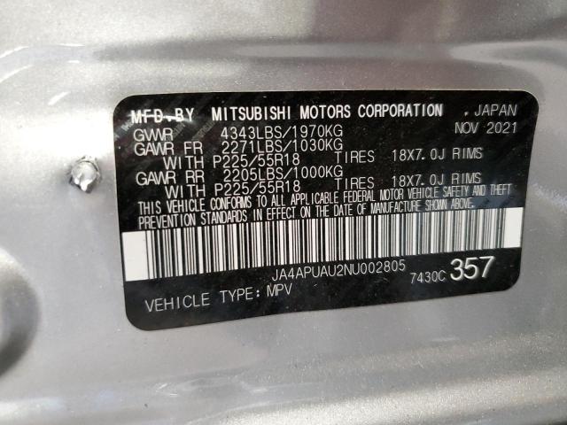 2022 Mitsubishi Outlander Sport Es VIN: JA4APUAU2NU002805 Lot: 58841804