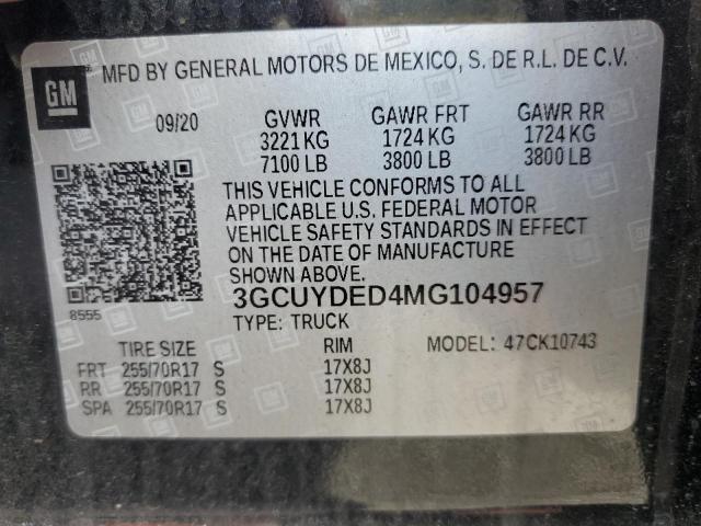 3GCUYDED4MG104957 Chevrolet All Models SILVERADO 12