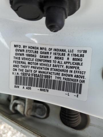 2010 Honda Civic Ex VIN: 19XFA1F85AE018691 Lot: 57669434